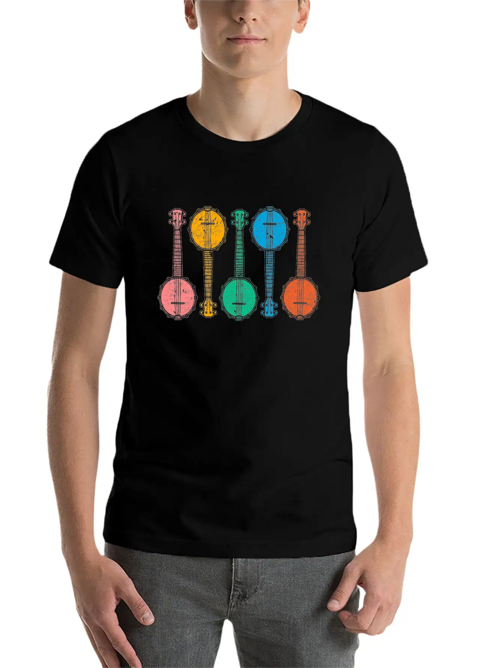 Colorful Banjos Folk Country Music Lover Breathable Graphic T-Shirt – Perfect For Casual Days