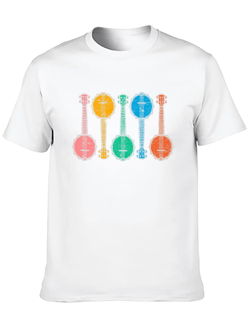 Colorful Banjos Folk Country Music Lover Breathable Graphic T-Shirt – Perfect For Casual Days