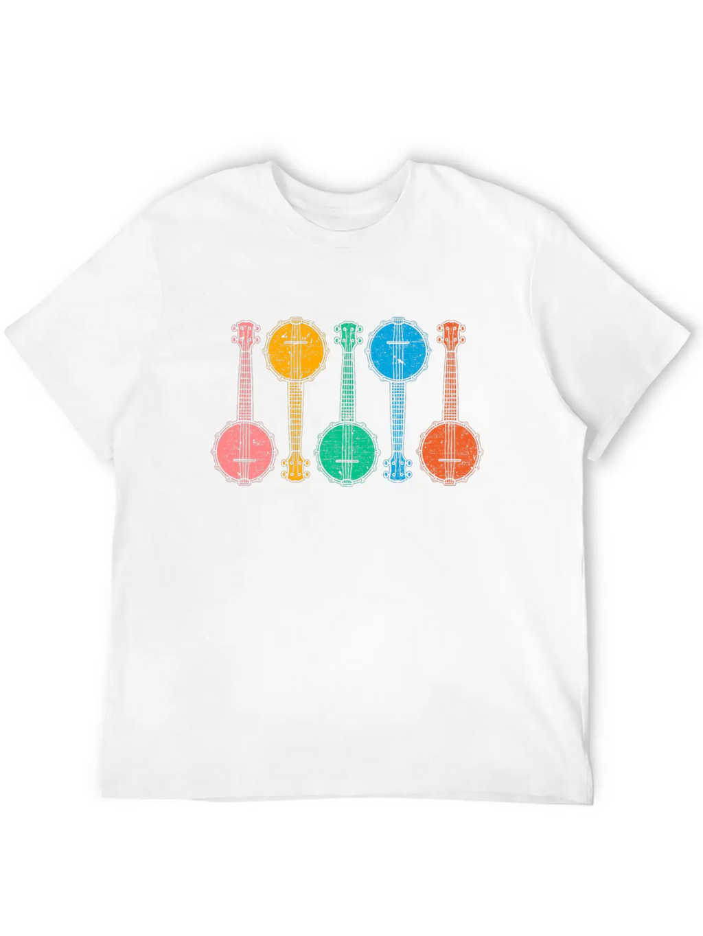 Colorful Banjos Folk Country Music Lover Breathable Graphic T-Shirt – Perfect For Casual Days