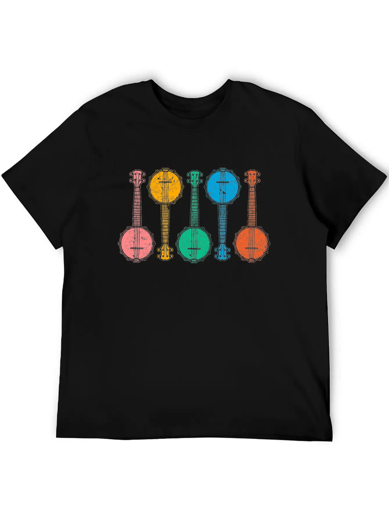 Colorful Banjos Folk Country Music Lover Breathable Graphic T-Shirt – Perfect For Casual Days
