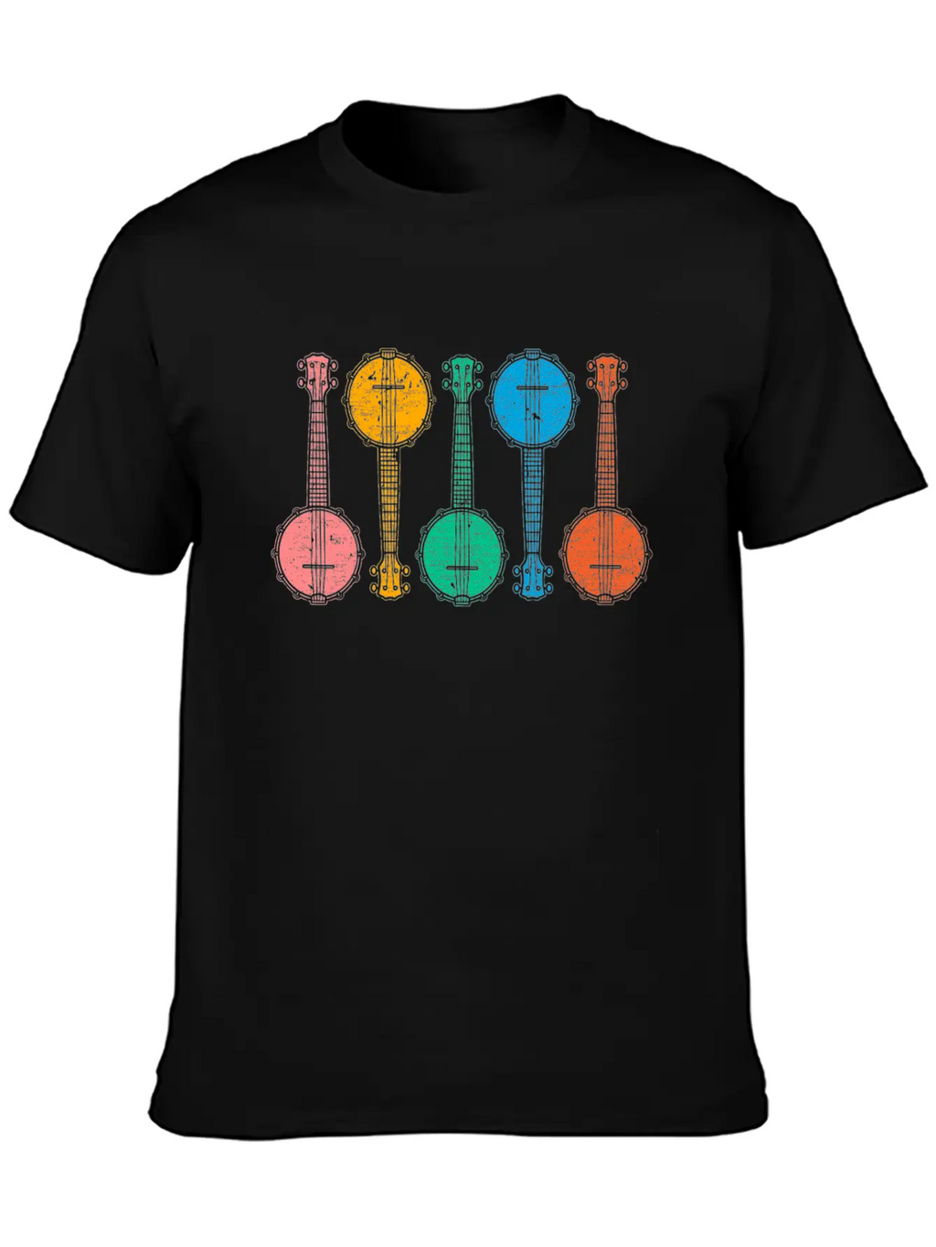 Colorful Banjos Folk Country Music Lover Breathable Graphic T-Shirt – Perfect For Casual Days