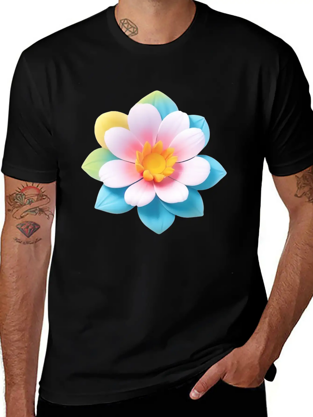 Colorful Cute Flower, 3D Cartoon Style. Modern Fit Casual T-Shirt – Clean And Versatile Design