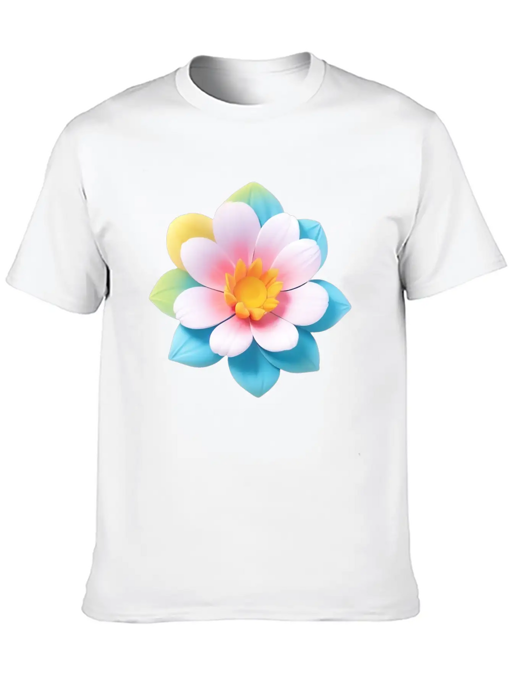 Colorful Cute Flower, 3D Cartoon Style. Modern Fit Casual T-Shirt – Clean And Versatile Design