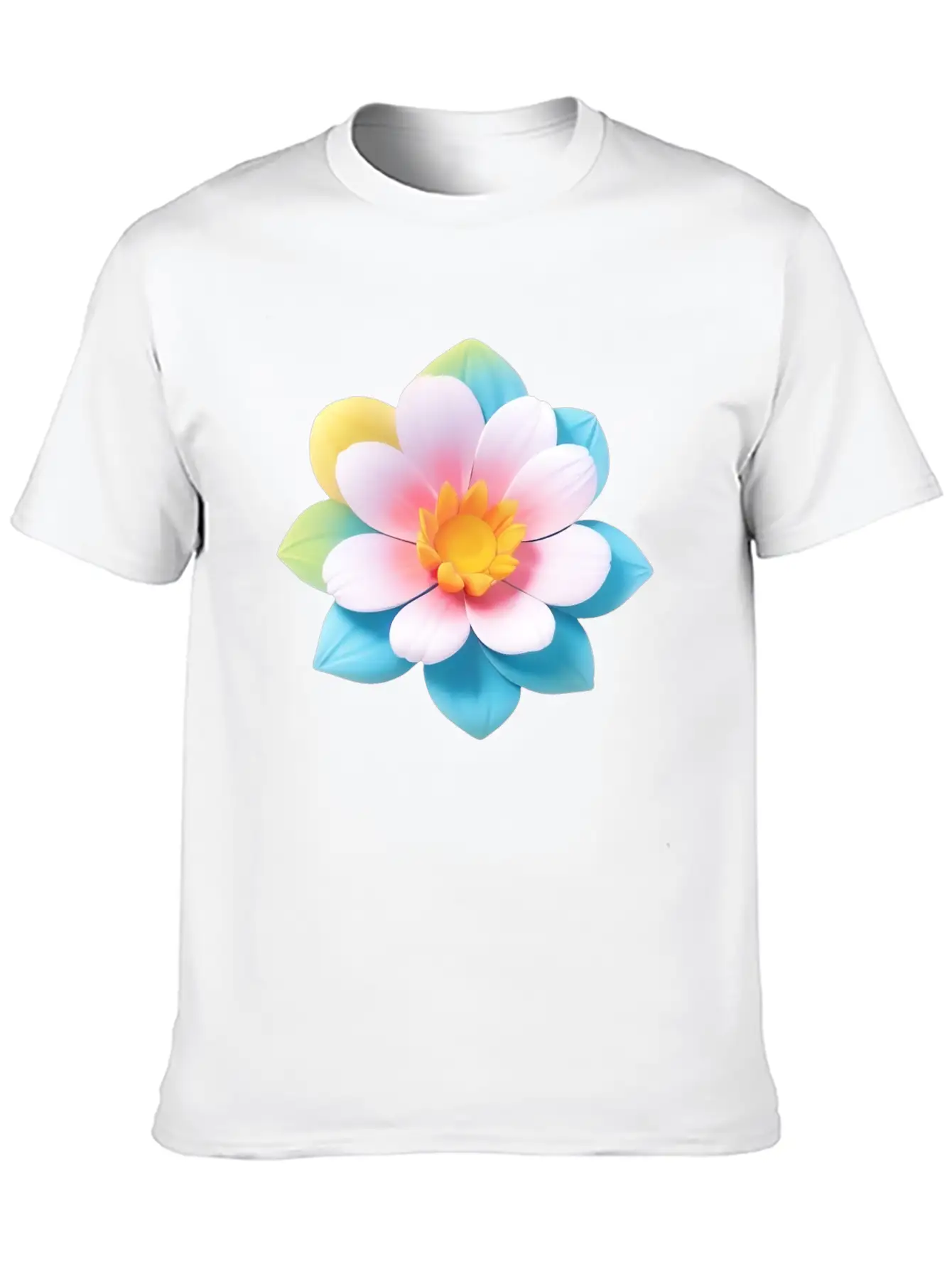 Colorful Cute Flower, 3D Cartoon Style. Modern Fit Casual T-Shirt – Clean And Versatile Design