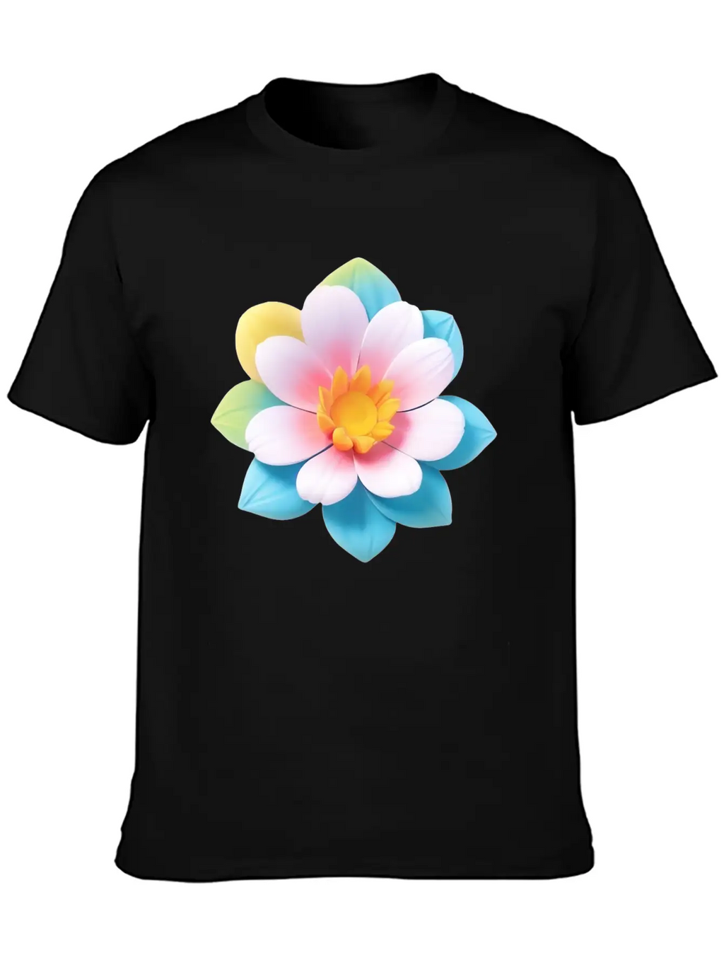 Colorful Cute Flower, 3D Cartoon Style. Modern Fit Casual T-Shirt – Clean And Versatile Design