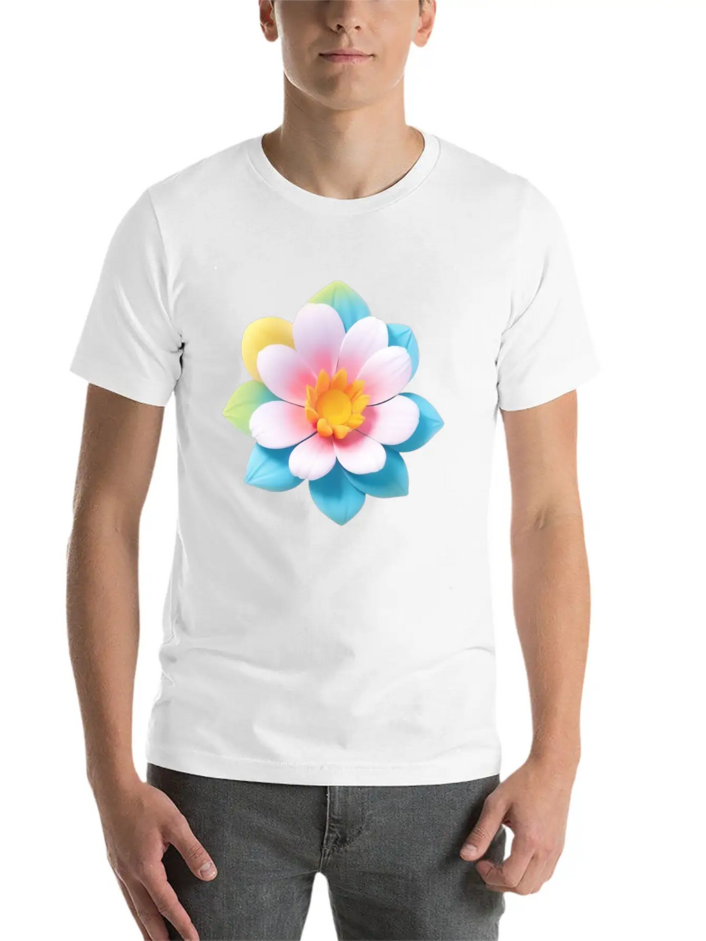 Colorful Cute Flower, 3D Cartoon Style. Modern Fit Casual T-Shirt – Clean And Versatile Design
