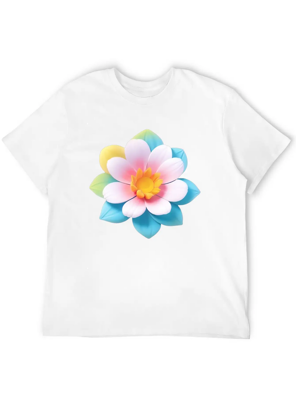 Colorful Cute Flower, 3D Cartoon Style. Modern Fit Casual T-Shirt – Clean And Versatile Design