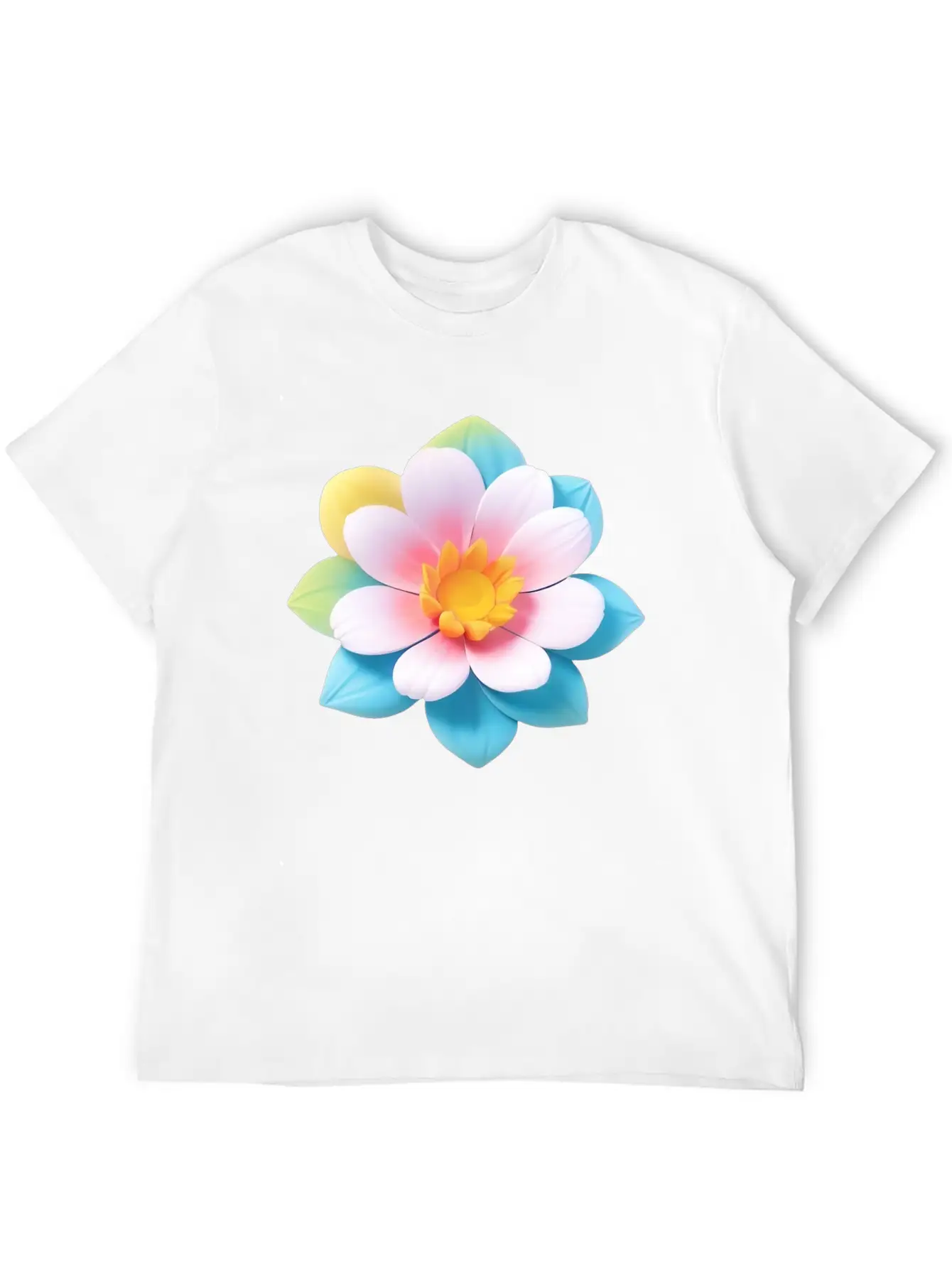 Colorful Cute Flower, 3D Cartoon Style. Modern Fit Casual T-Shirt – Clean And Versatile Design