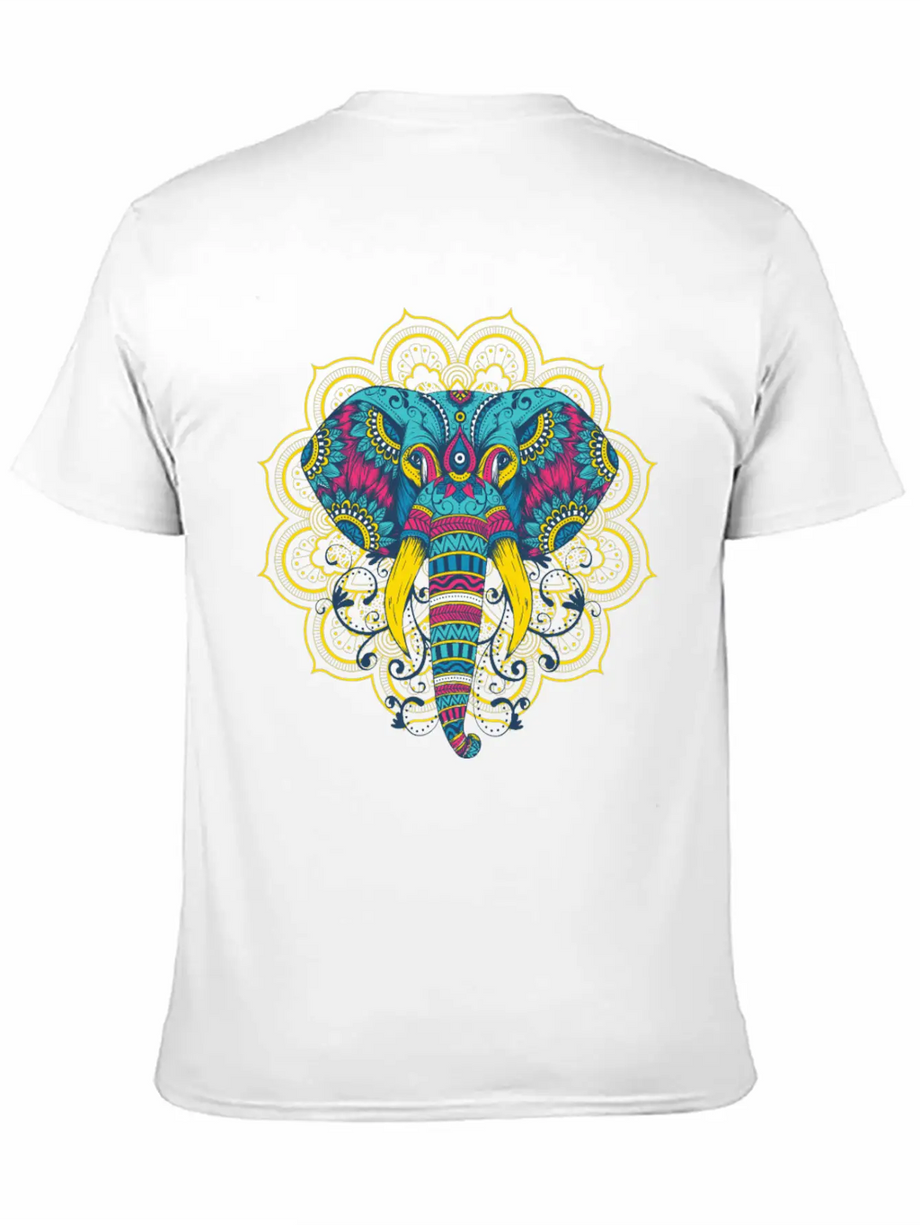 Colorful Elephant Mandala Essential Cotton Tee For Daily Outfits – Unisex Style