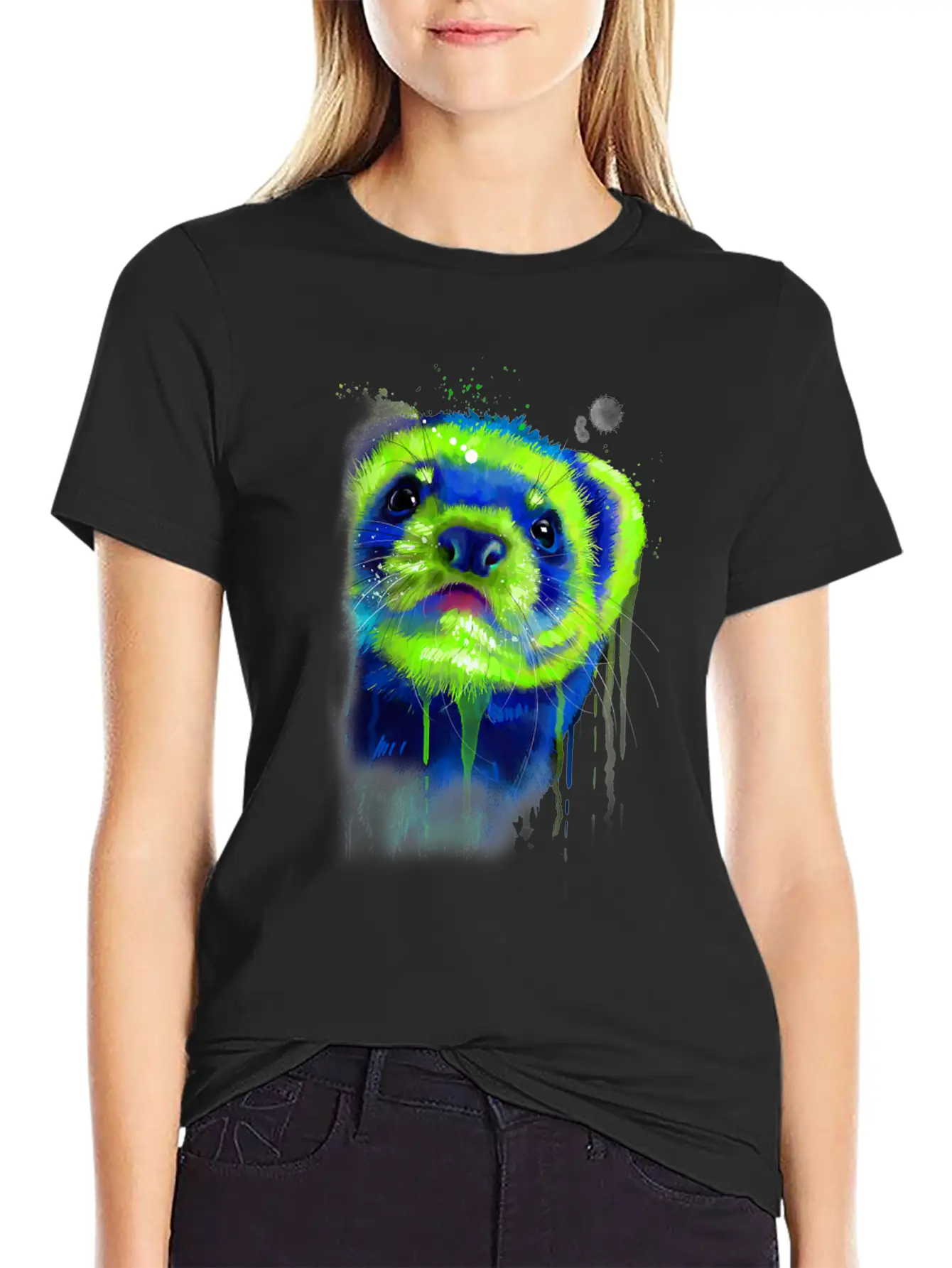 Colorful Ferret Face Watercolor Art Gift Classic Cotton Tee – Unisex Comfort For Any Season