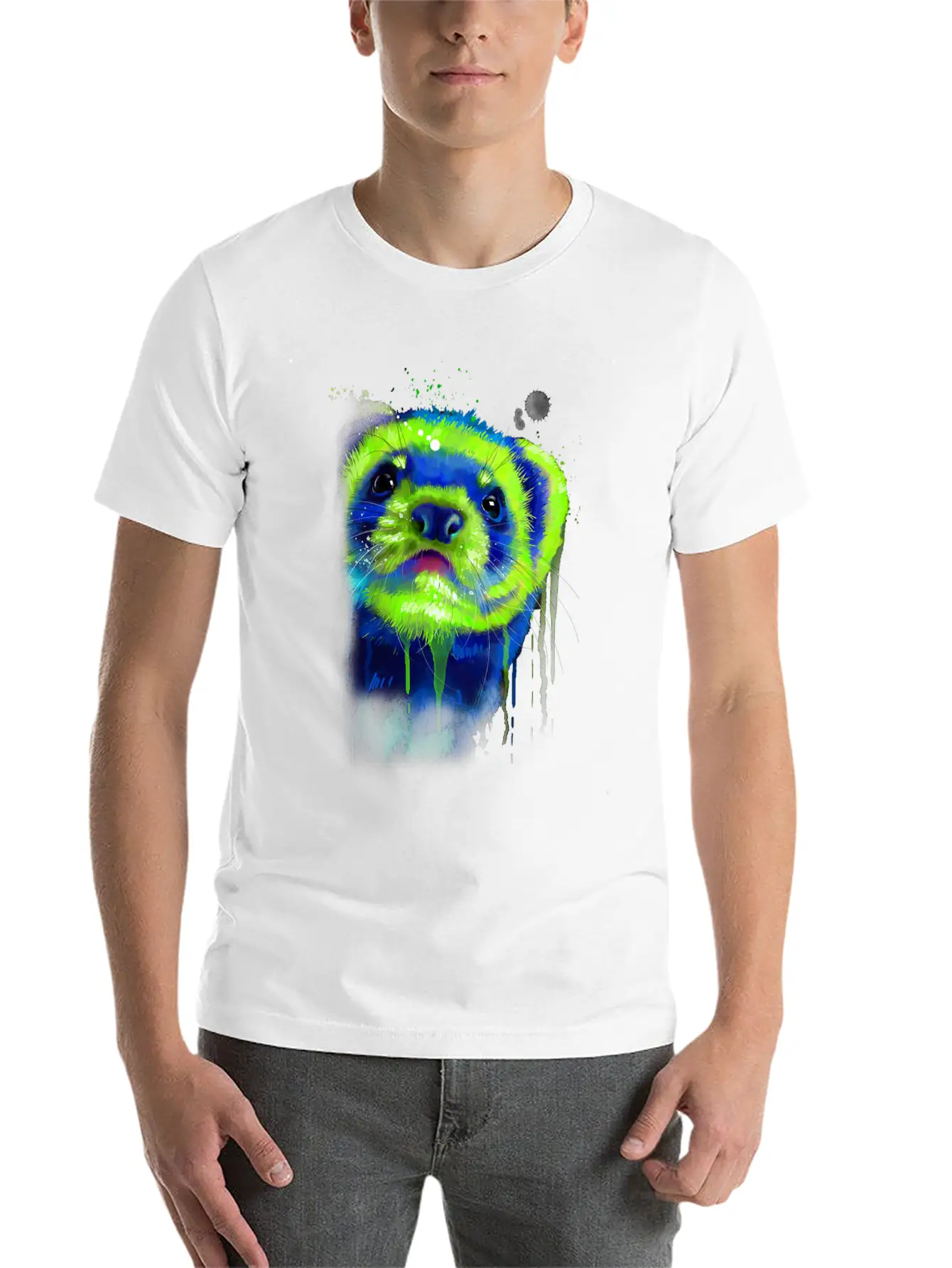 Colorful Ferret Face Watercolor Art Gift Classic Cotton Tee – Unisex Comfort For Any Season