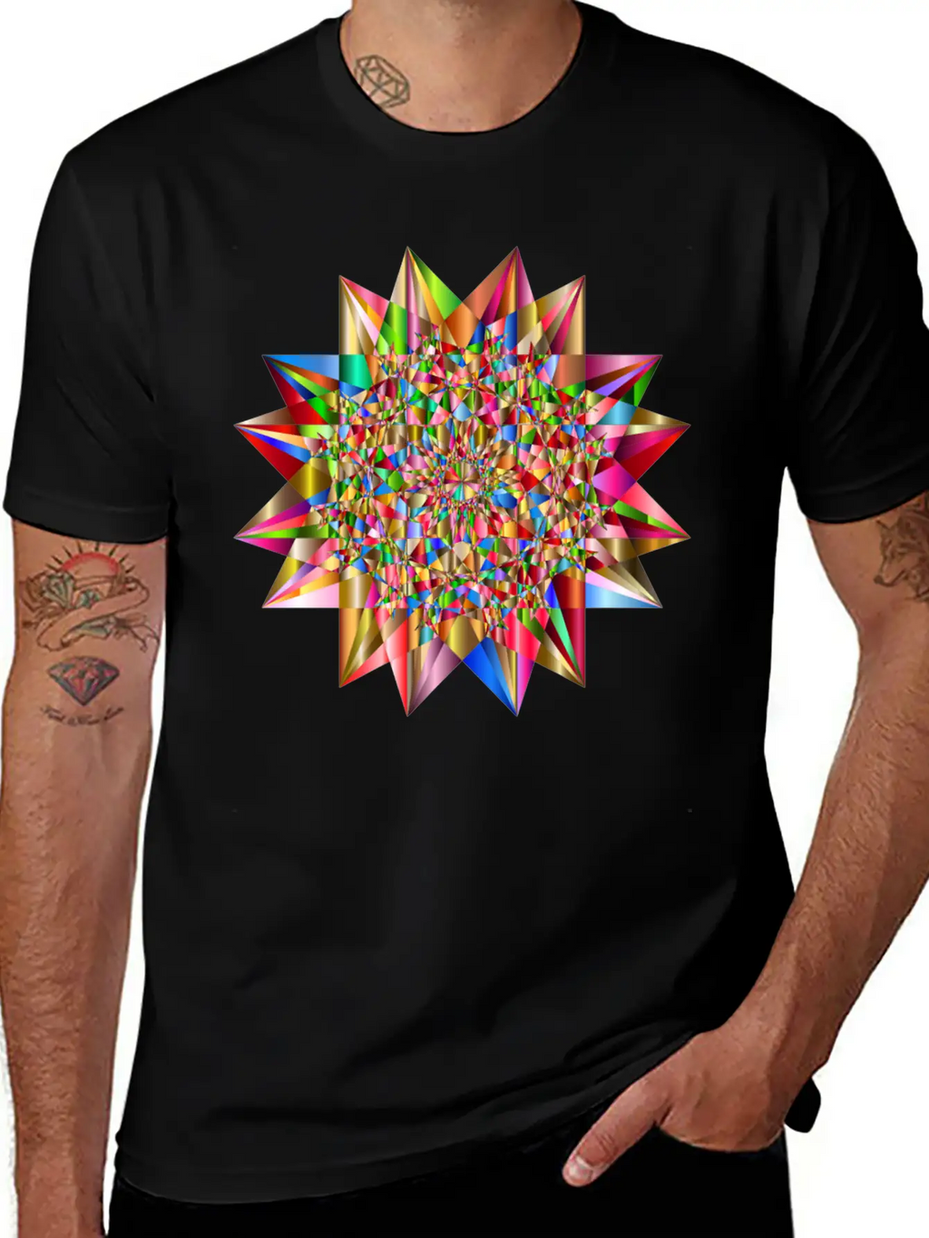 Colorful Geometric Star 6 Stylish Everyday T-Shirt – Unisex Basic Cotton Tee