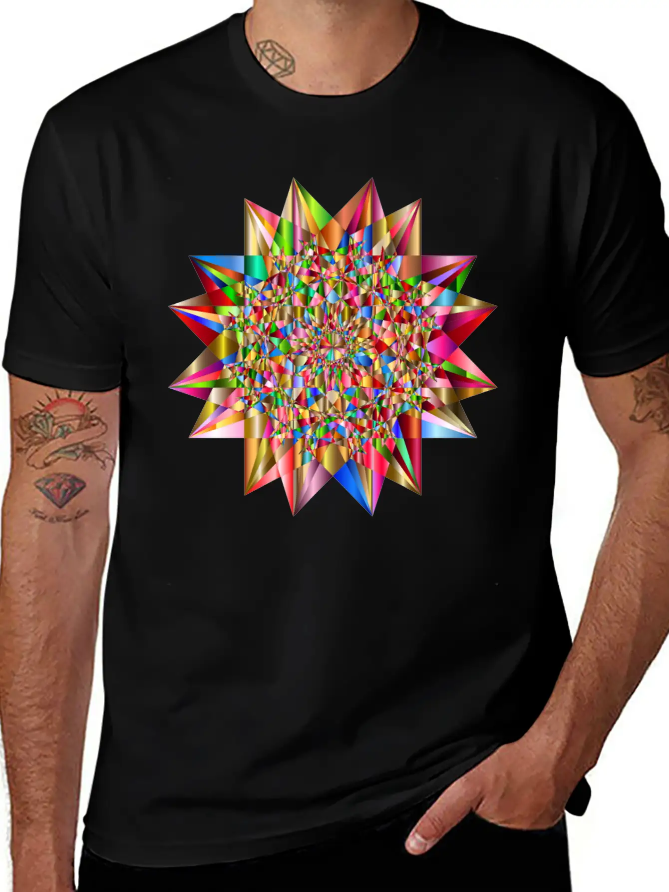 Colorful Geometric Star 6 Stylish Everyday T-Shirt – Unisex Basic Cotton Tee