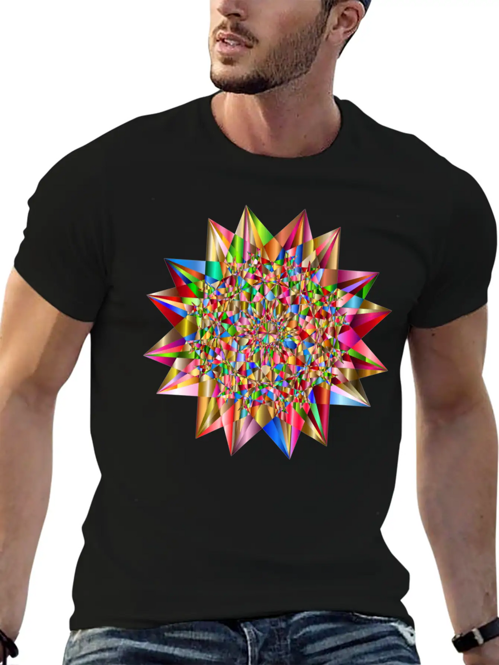 Colorful Geometric Star 6 Stylish Everyday T-Shirt – Unisex Basic Cotton Tee