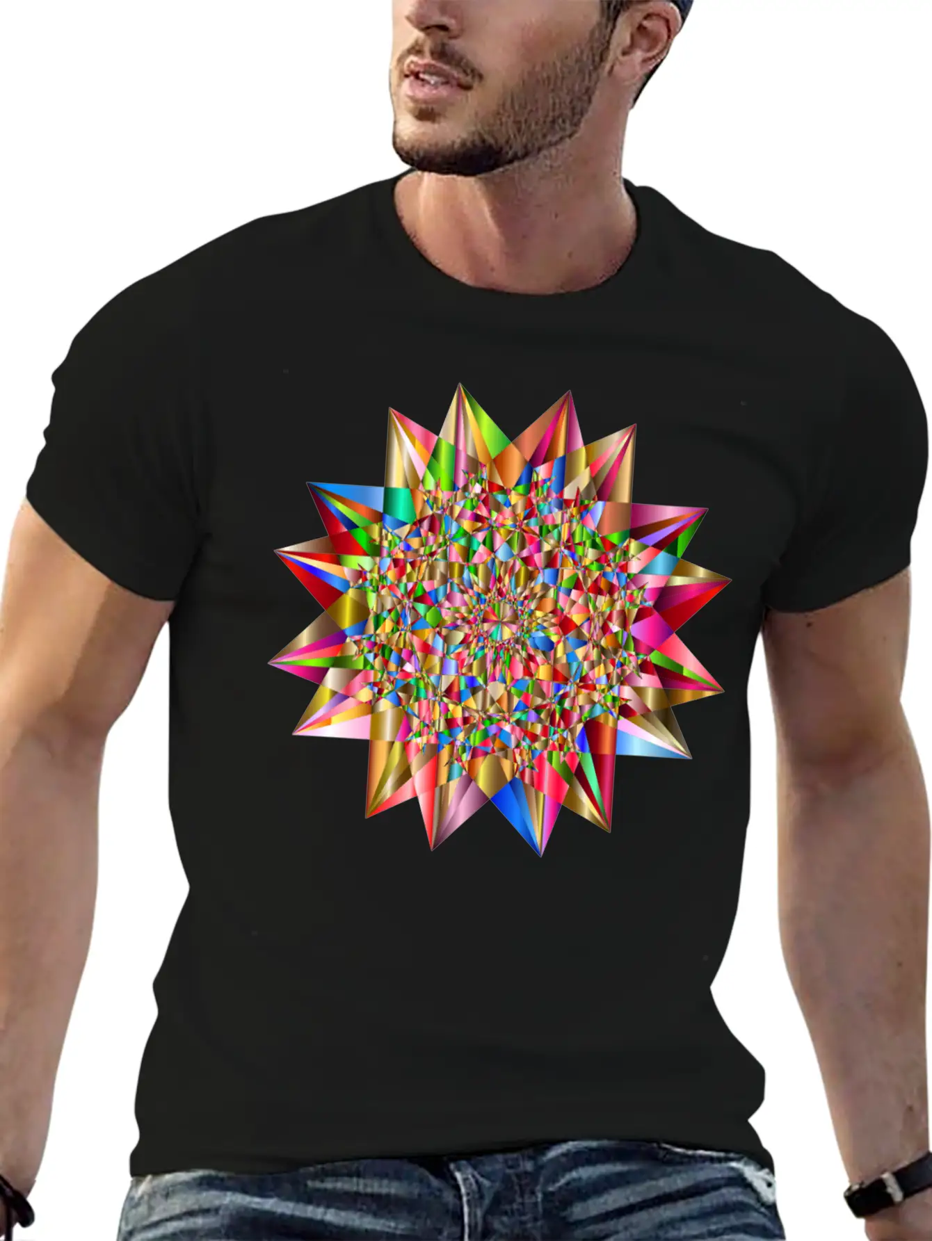 Colorful Geometric Star 6 Stylish Everyday T-Shirt – Unisex Basic Cotton Tee