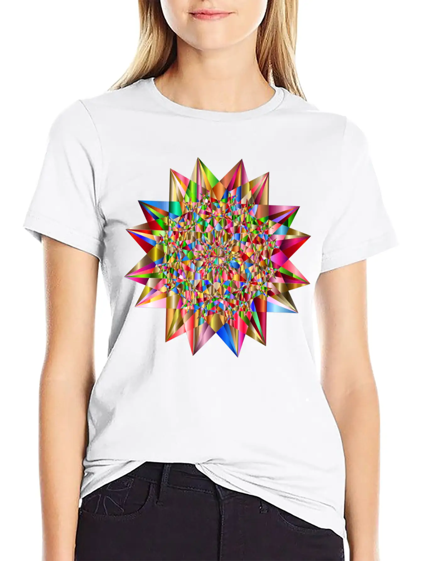 Colorful Geometric Star 6 Stylish Everyday T-Shirt – Unisex Basic Cotton Tee