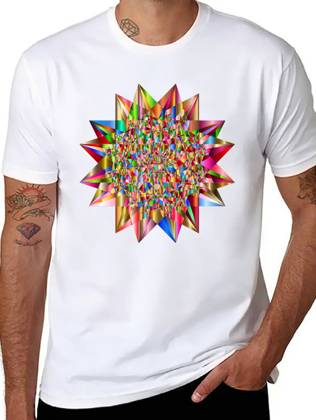 Colorful Geometric Star 6 Stylish Everyday T-Shirt – Unisex Basic Cotton Tee