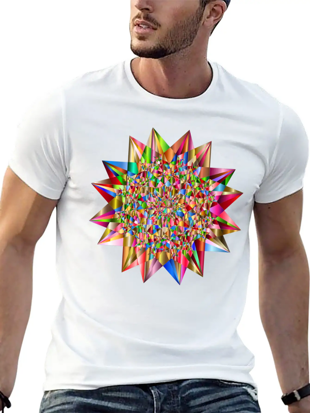 Colorful Geometric Star 6 Stylish Everyday T-Shirt – Unisex Basic Cotton Tee