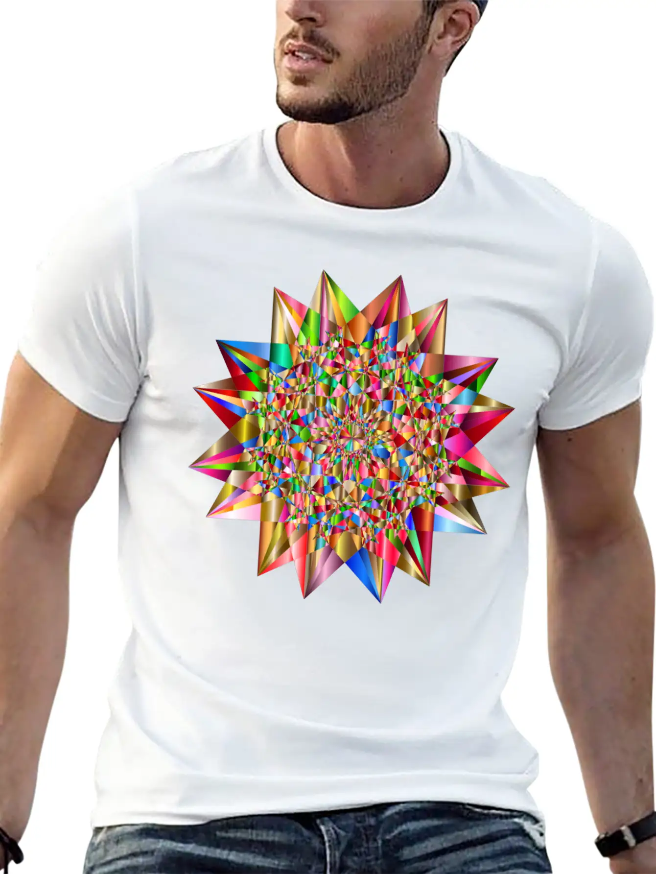 Colorful Geometric Star 6 Stylish Everyday T-Shirt – Unisex Basic Cotton Tee