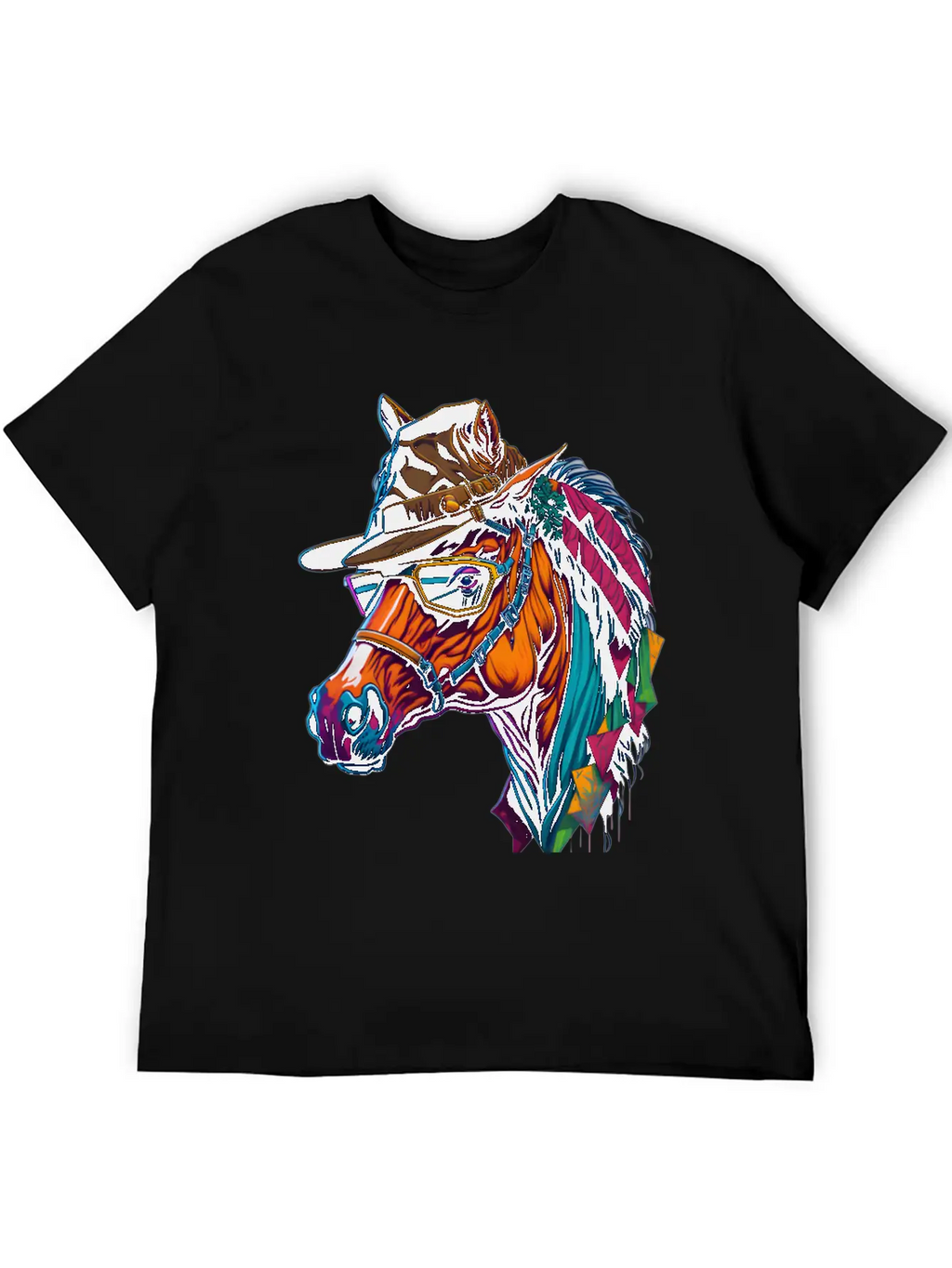 Colorful Horse With A Hat Classic Cotton Tee – Unisex Comfort For Any Season