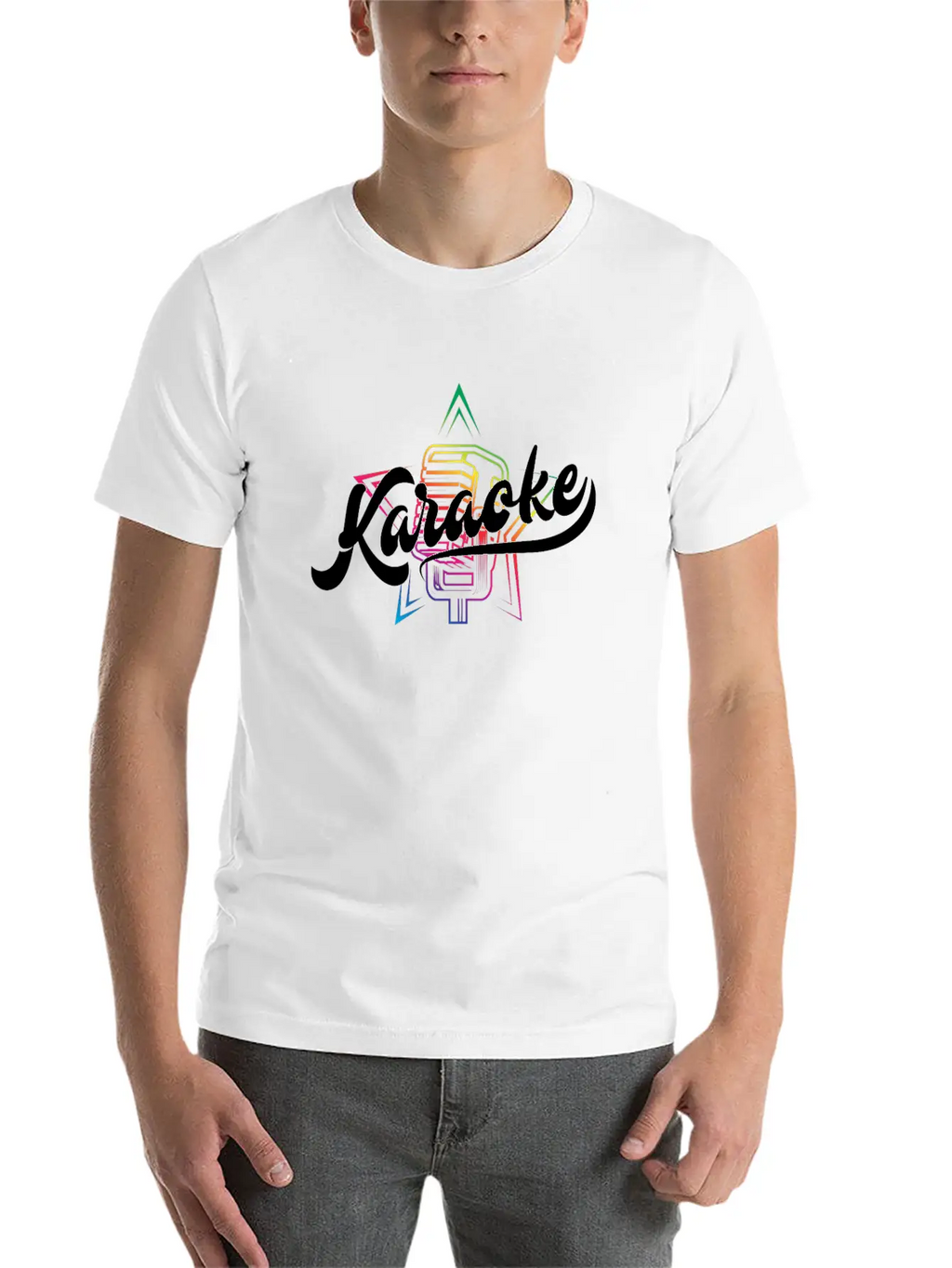 Colorful Karaoke Microphone Design Modern Fit Casual T-Shirt – Clean And Versatile Design