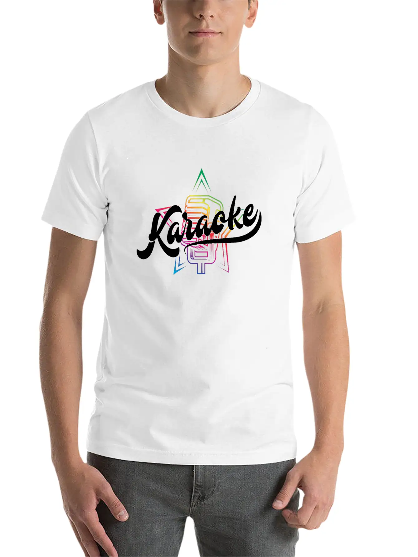 Colorful Karaoke Microphone Design Modern Fit Casual T-Shirt – Clean And Versatile Design