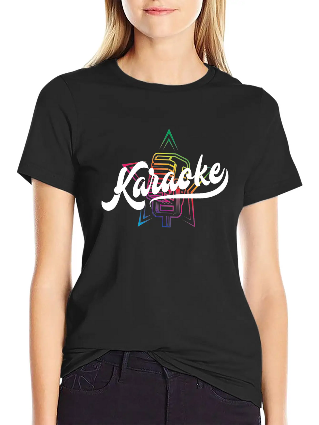 Colorful Karaoke Microphone Design Modern Fit Casual T-Shirt – Clean And Versatile Design