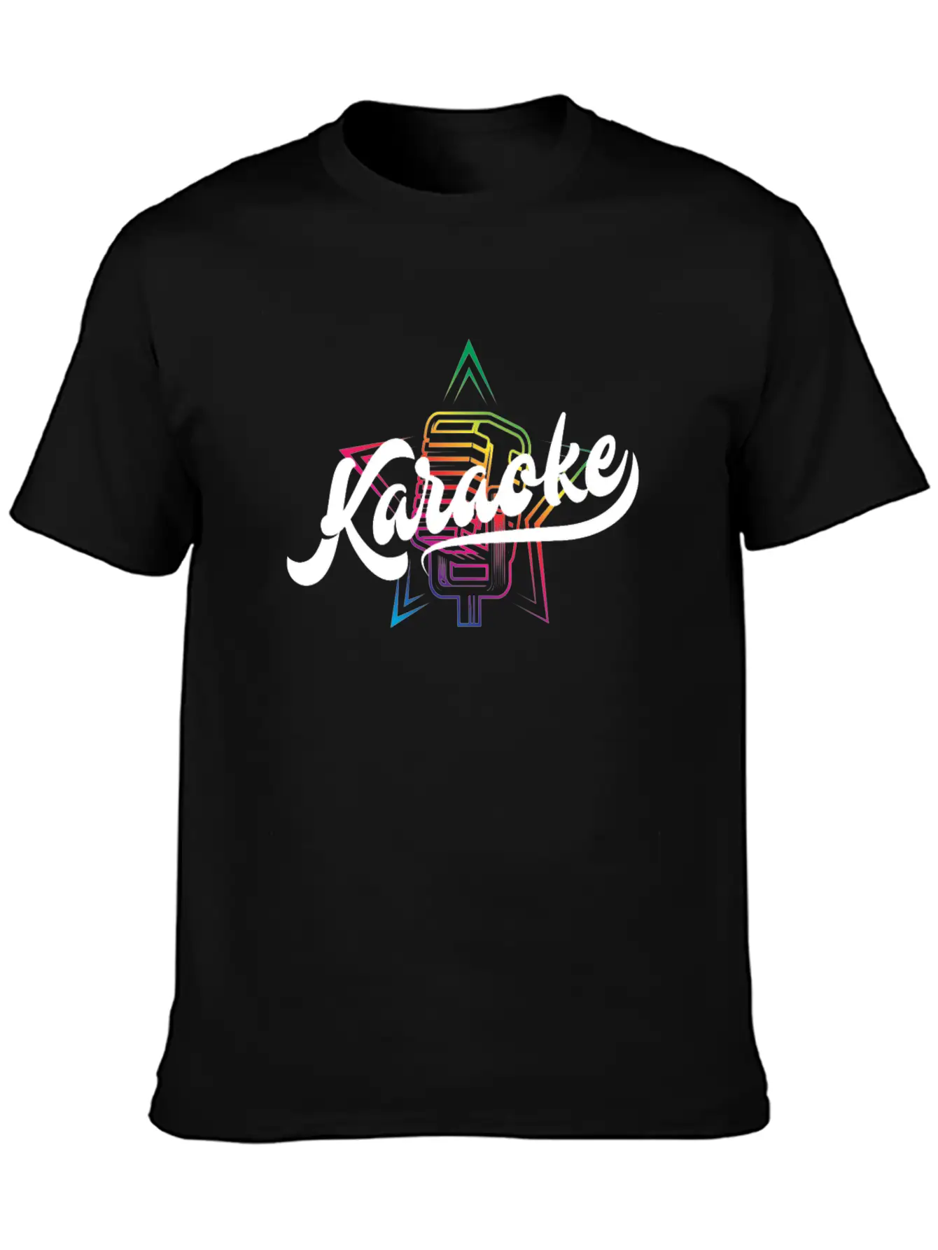 Colorful Karaoke Microphone Design Modern Fit Casual T-Shirt – Clean And Versatile Design