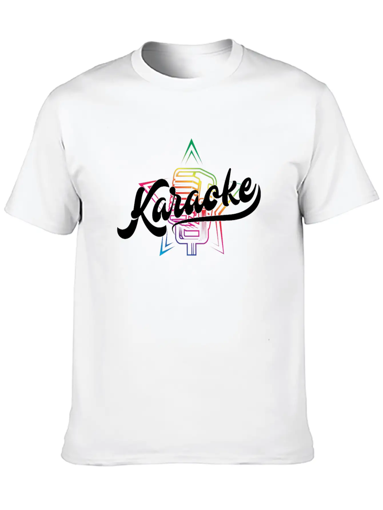 Colorful Karaoke Microphone Design Modern Fit Casual T-Shirt – Clean And Versatile Design