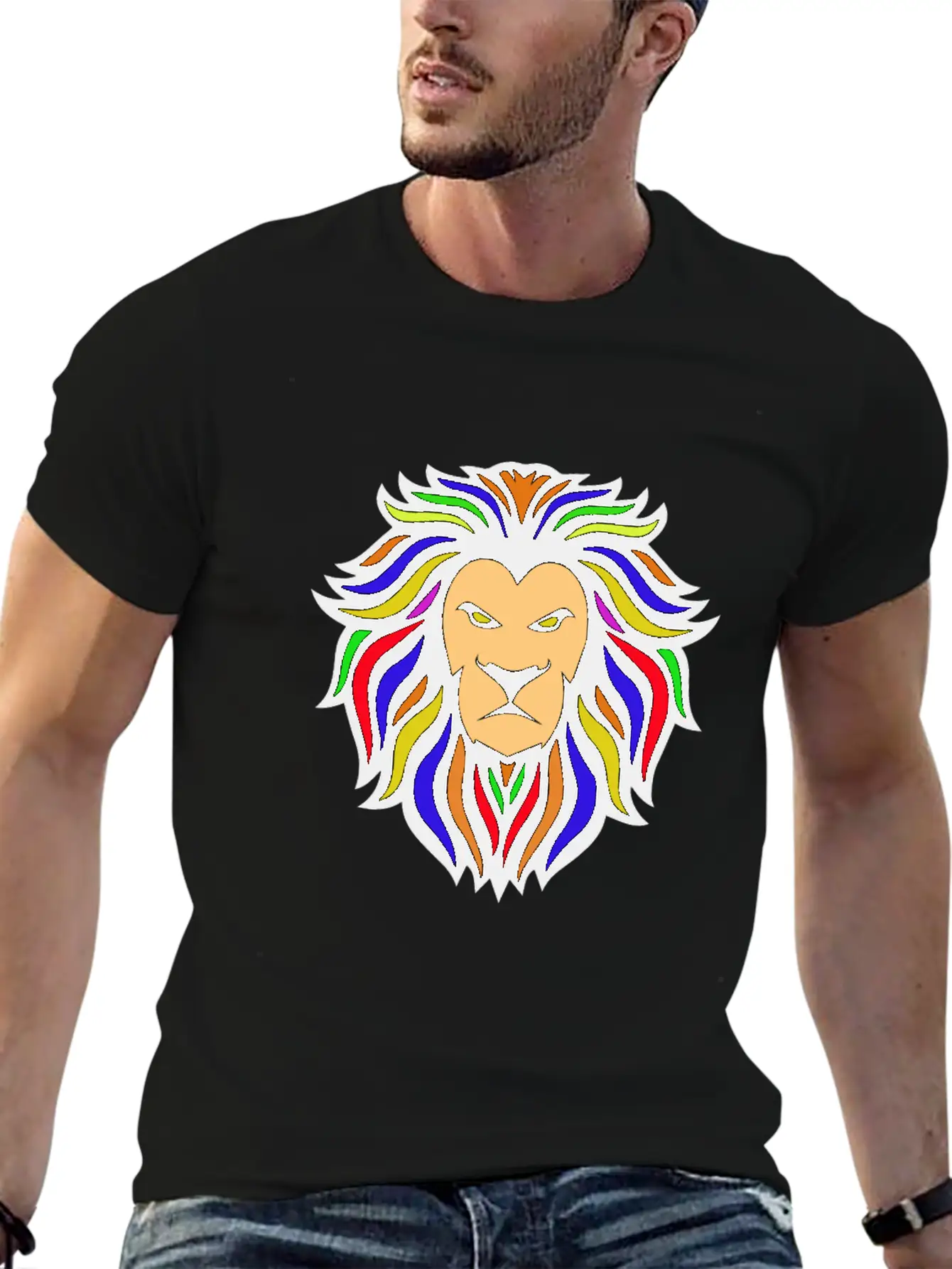 Colorful Lion, Lion Head, Lion Head Timeless Short Sleeve Tee – Comfy And Minimalist Design