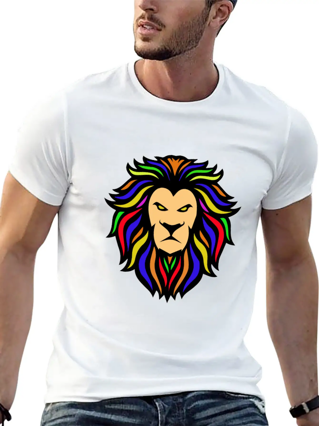 Colorful Lion, Lion Head, Lion Head Timeless Short Sleeve Tee – Comfy And Minimalist Design