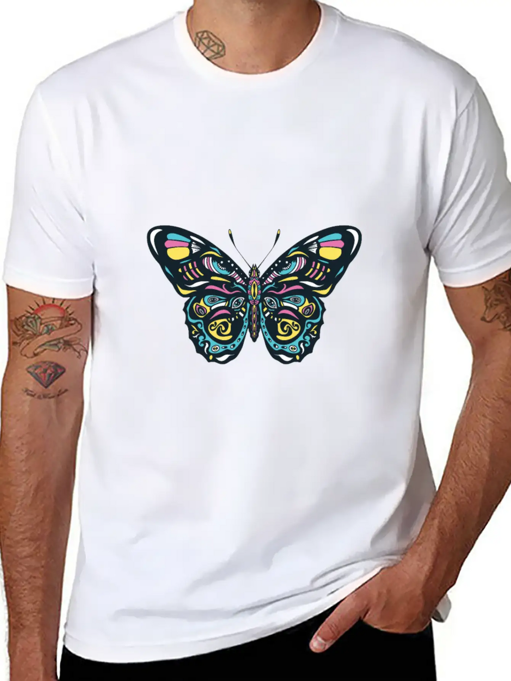 Colorful Mandala Butterfly Breathable Graphic T-Shirt – Perfect For Casual Days