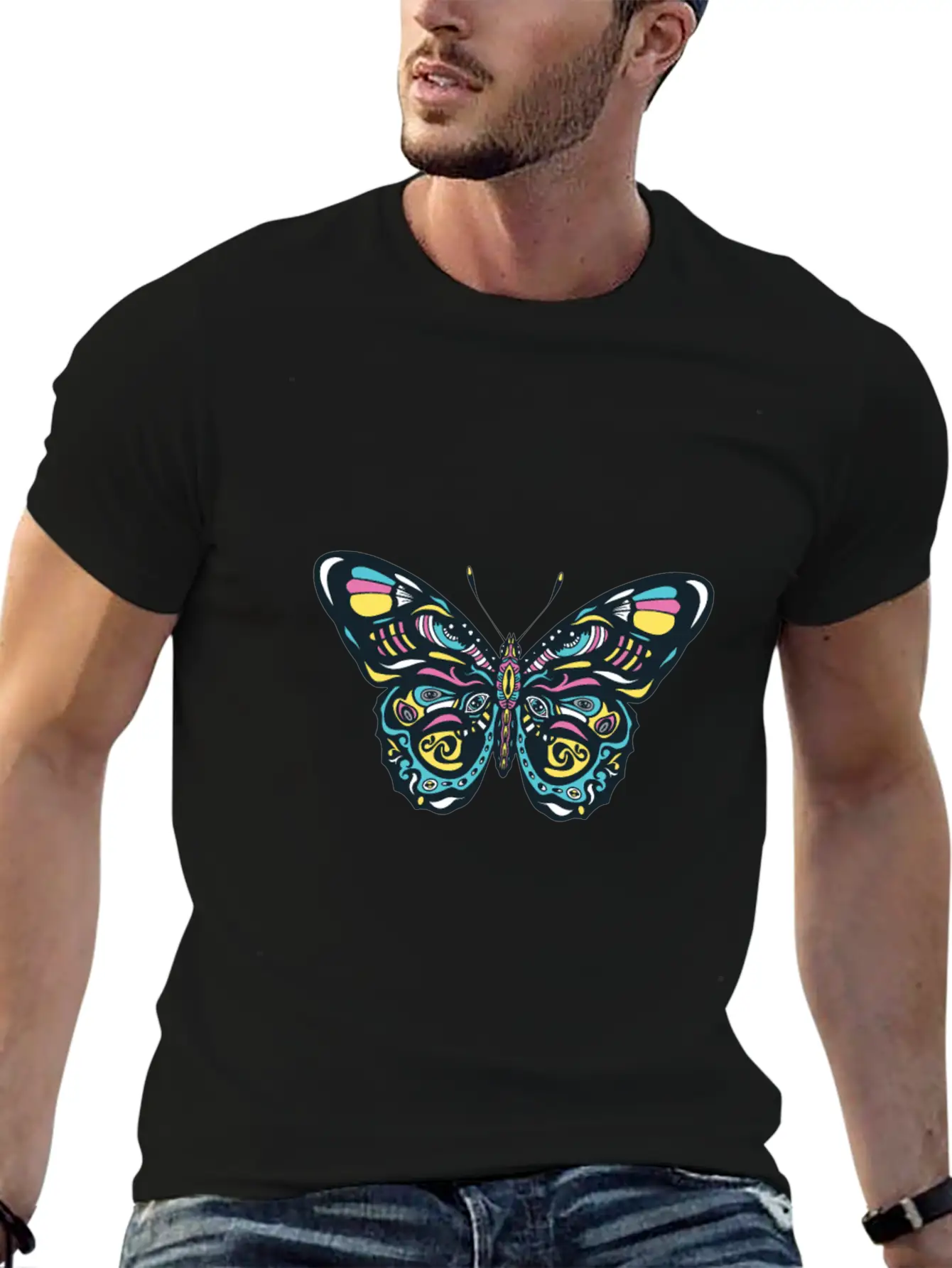 Colorful Mandala Butterfly Breathable Graphic T-Shirt – Perfect For Casual Days