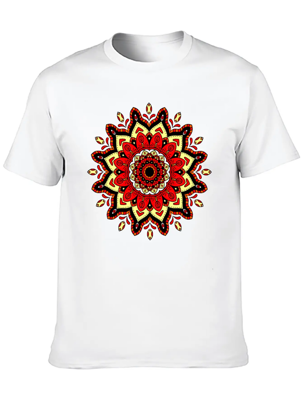 Colorful Mandala Pattern Modern 4 Stylish Everyday T-Shirt – Unisex Basic Cotton Tee