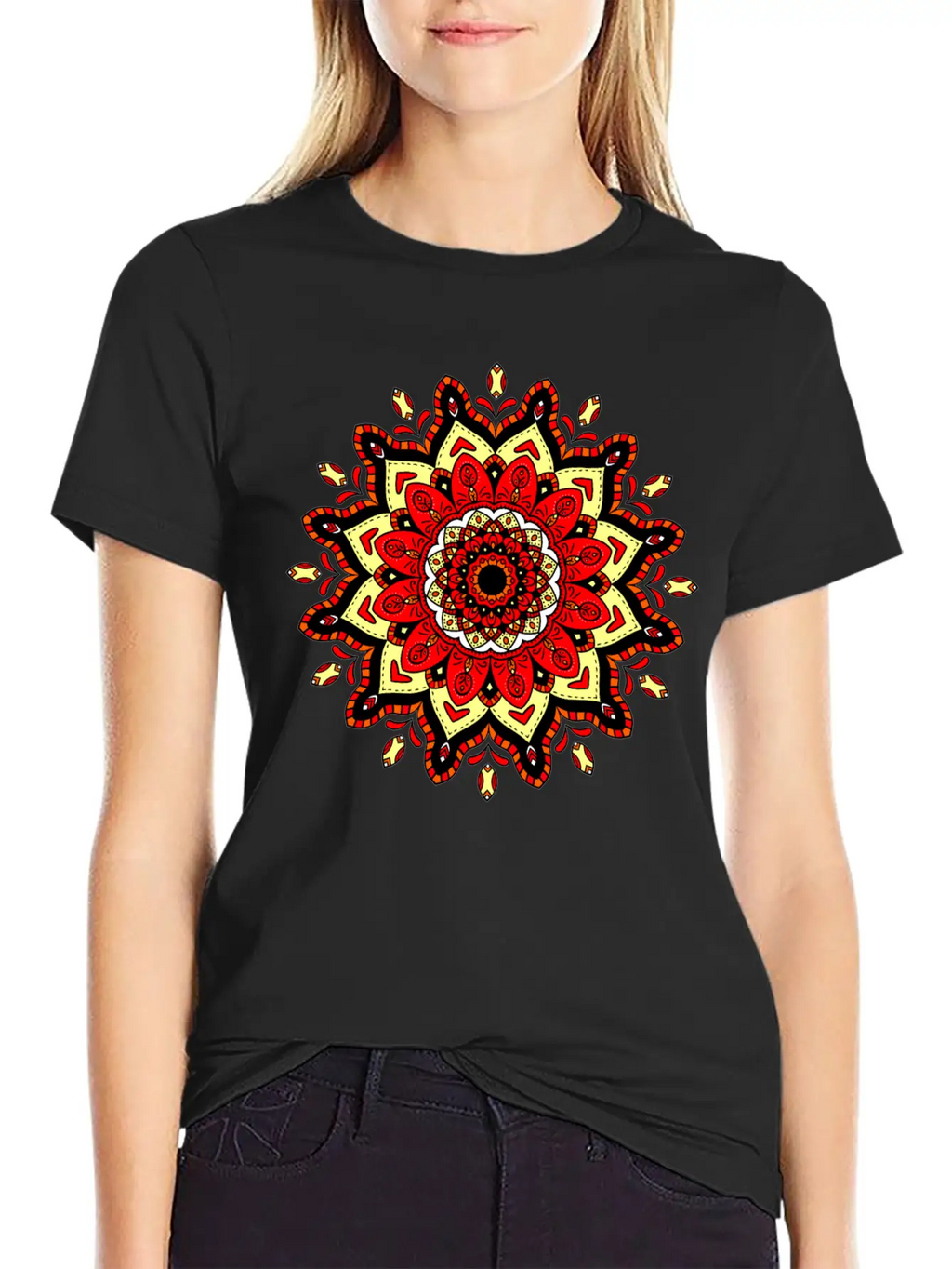 Colorful Mandala Pattern Modern 4 Stylish Everyday T-Shirt – Unisex Basic Cotton Tee
