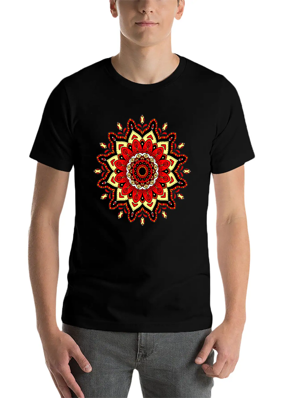 Colorful Mandala Pattern Modern 4 Stylish Everyday T-Shirt – Unisex Basic Cotton Tee