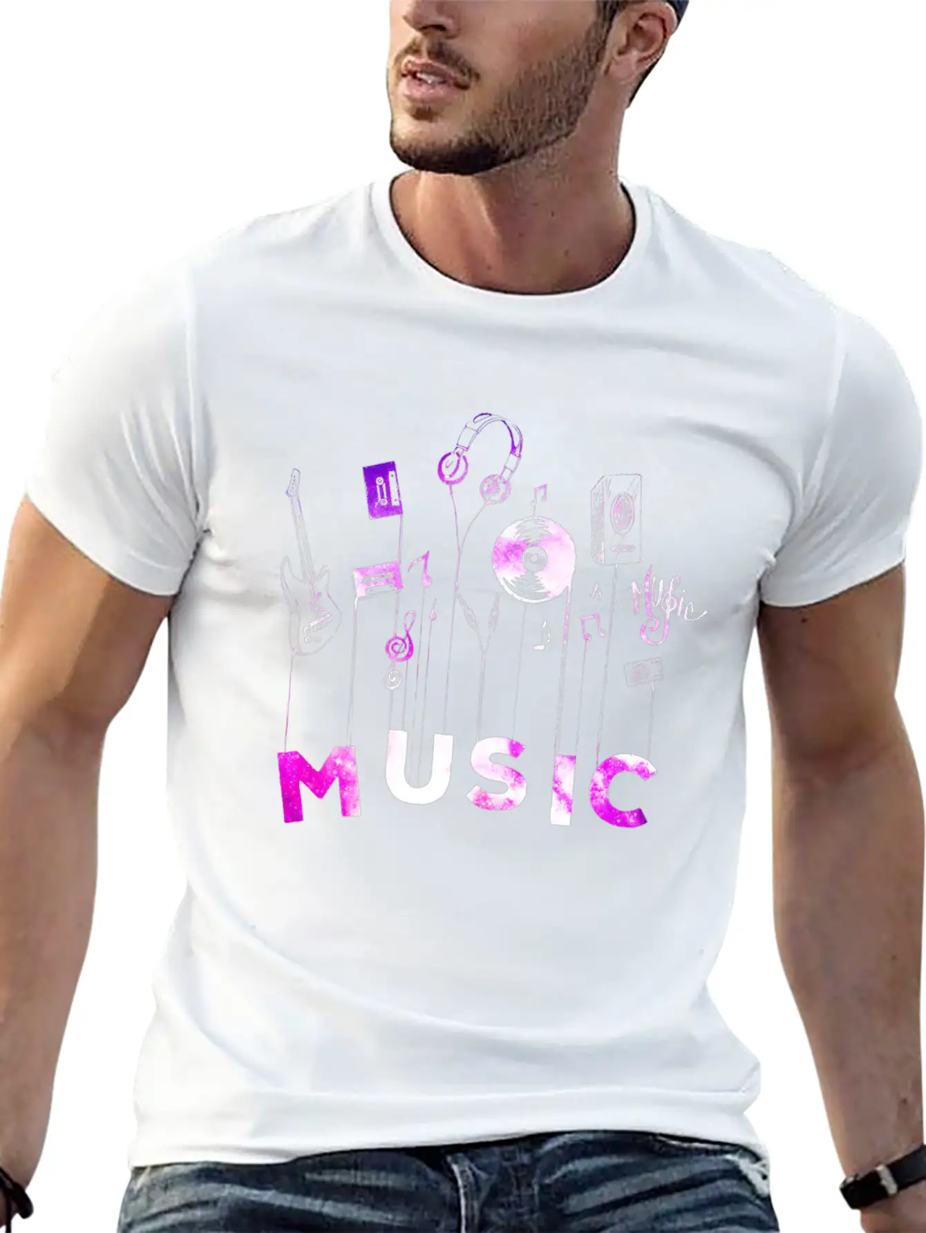 Colorful Musical Notes Guitar Cassette Timeless Short Sleeve Tee – Comfy And Minimalist Design