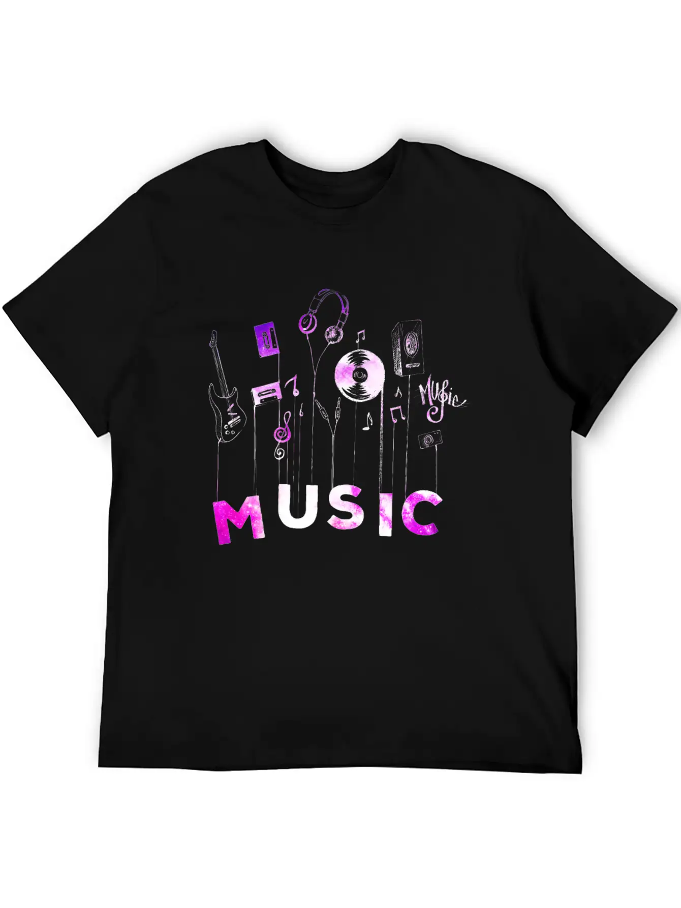 Colorful Musical Notes Guitar Cassette Timeless Short Sleeve Tee – Comfy And Minimalist Design