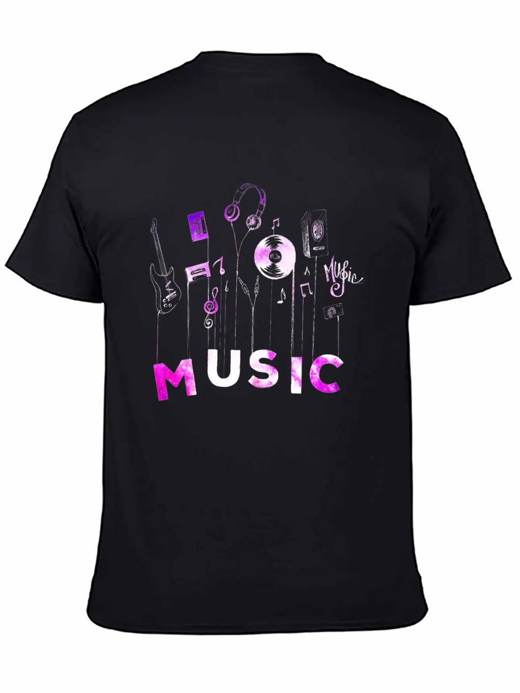 Colorful Musical Notes Guitar Cassette Timeless Short Sleeve Tee – Comfy And Minimalist Design