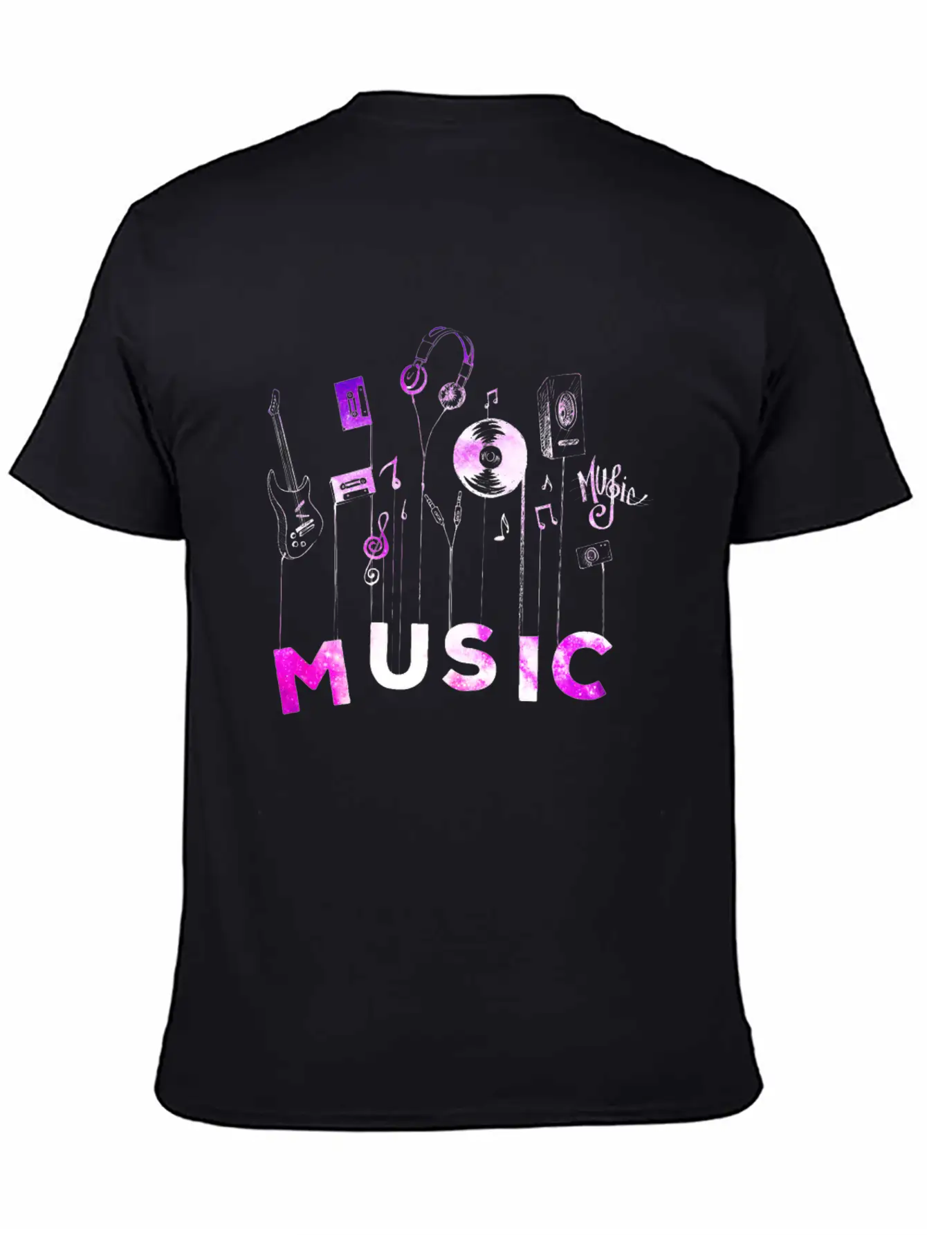 Colorful Musical Notes Guitar Cassette Timeless Short Sleeve Tee – Comfy And Minimalist Design
