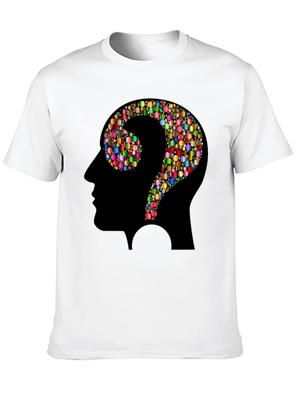 Colorful Question Head Circles 7 Modern Fit Casual T-Shirt – Clean And Versatile Design