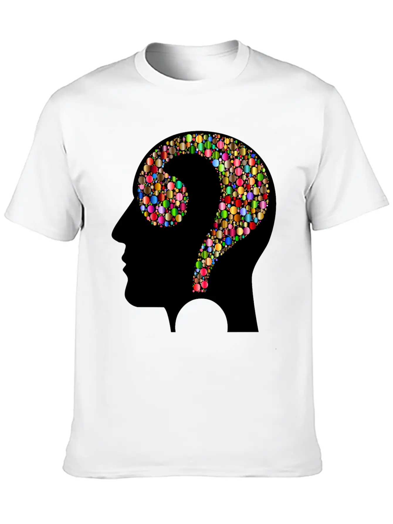 Colorful Question Head Circles 7 Modern Fit Casual T-Shirt – Clean And Versatile Design