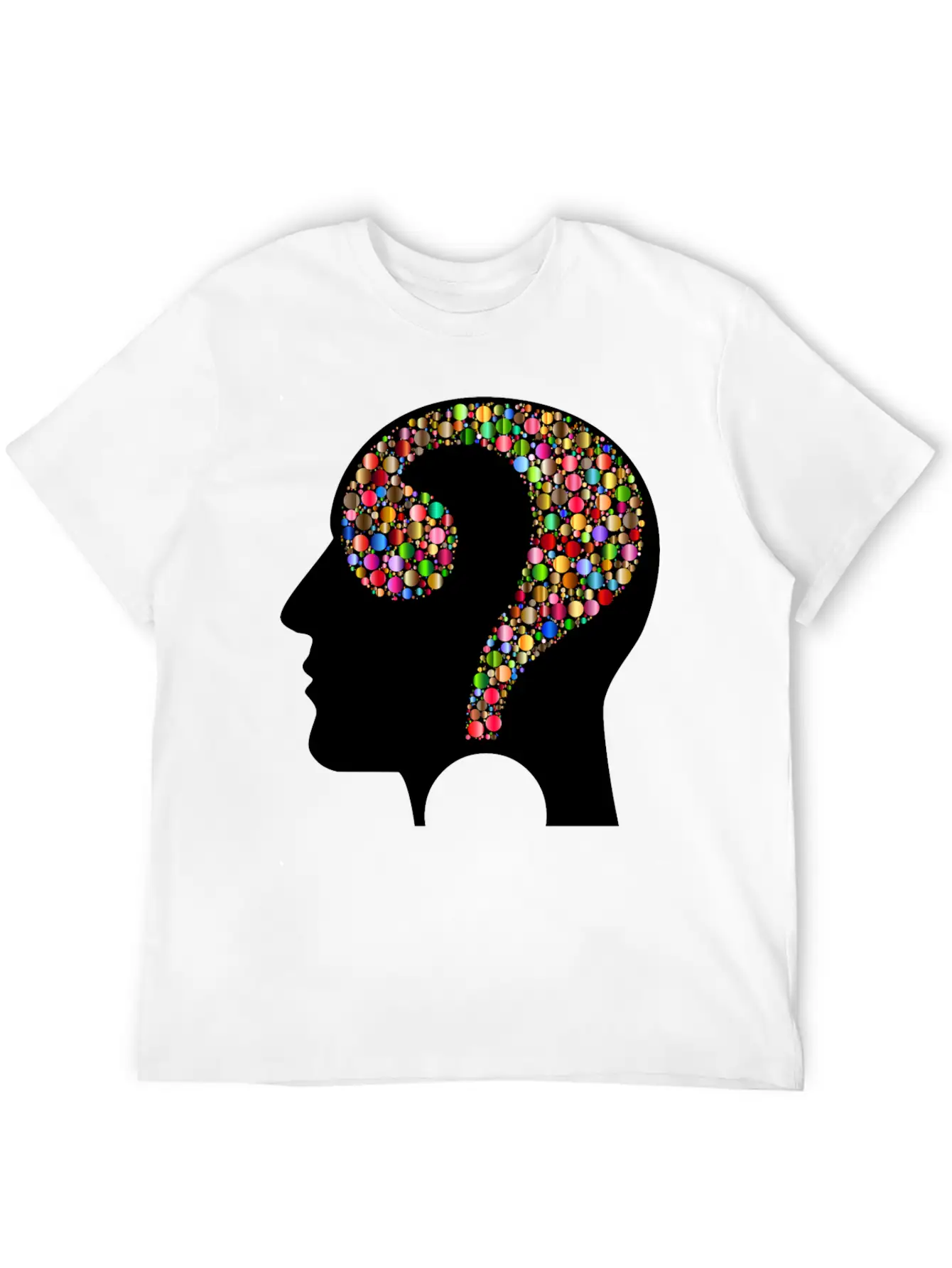 Colorful Question Head Circles 7 Modern Fit Casual T-Shirt – Clean And Versatile Design