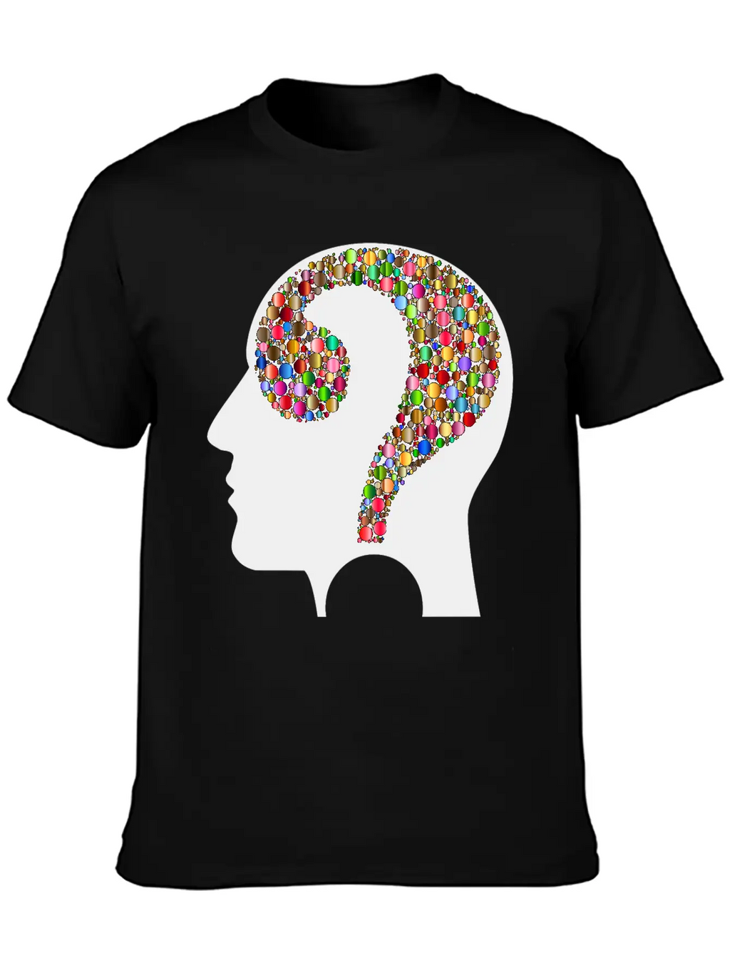 Colorful Question Head Circles 7 Modern Fit Casual T-Shirt – Clean And Versatile Design