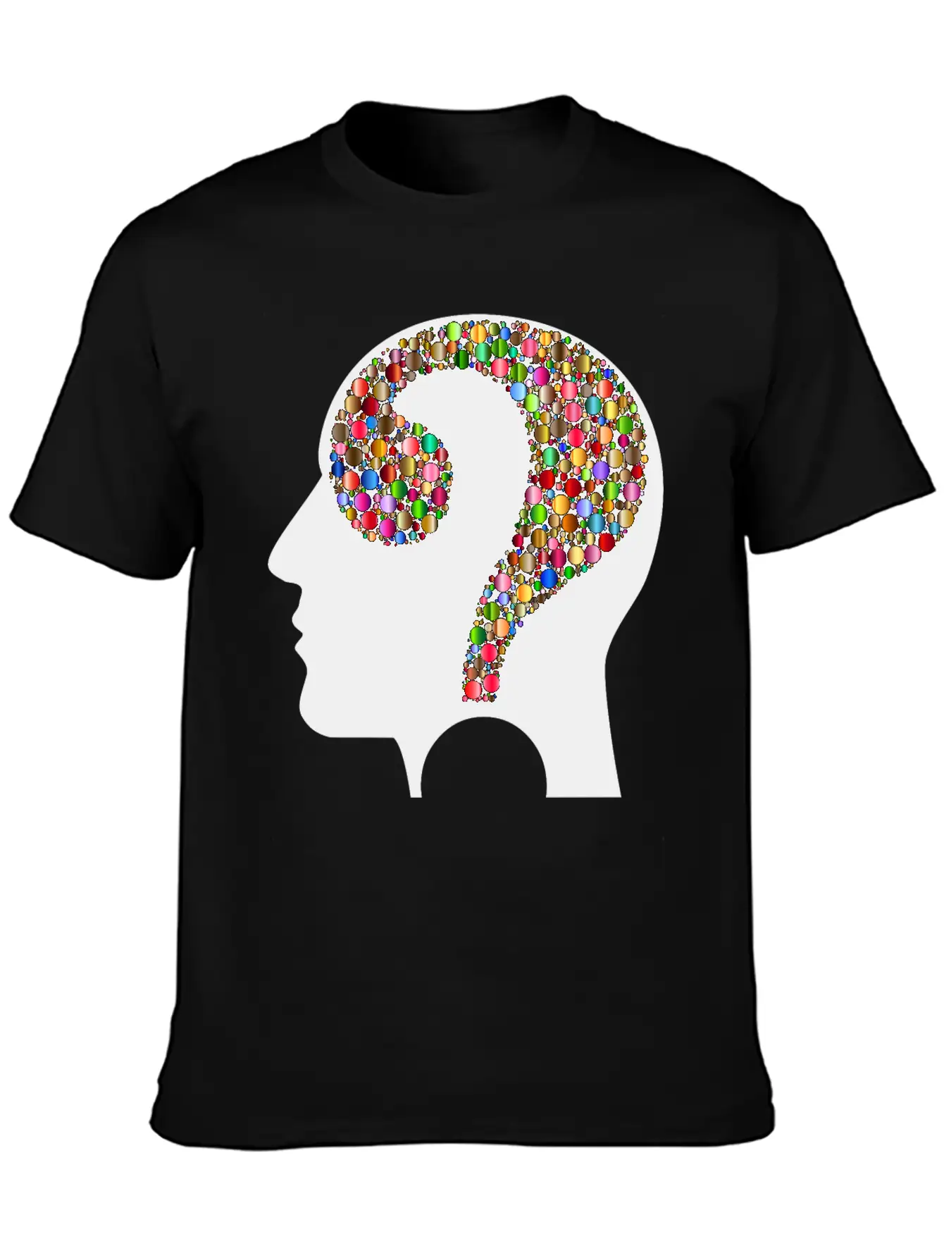 Colorful Question Head Circles 7 Modern Fit Casual T-Shirt – Clean And Versatile Design