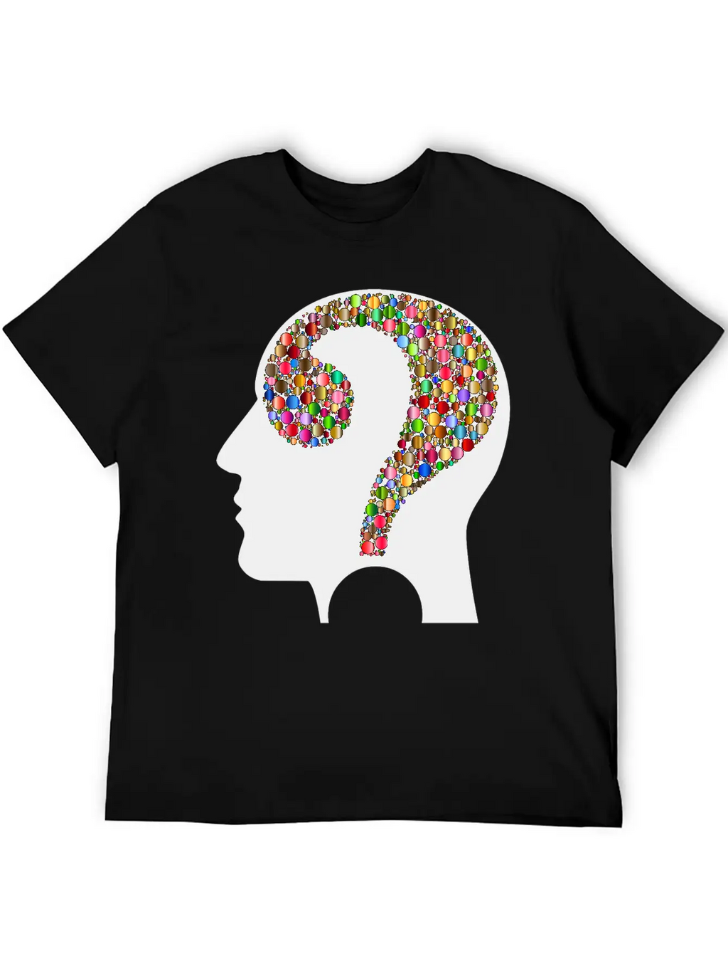 Colorful Question Head Circles 7 Modern Fit Casual T-Shirt – Clean And Versatile Design