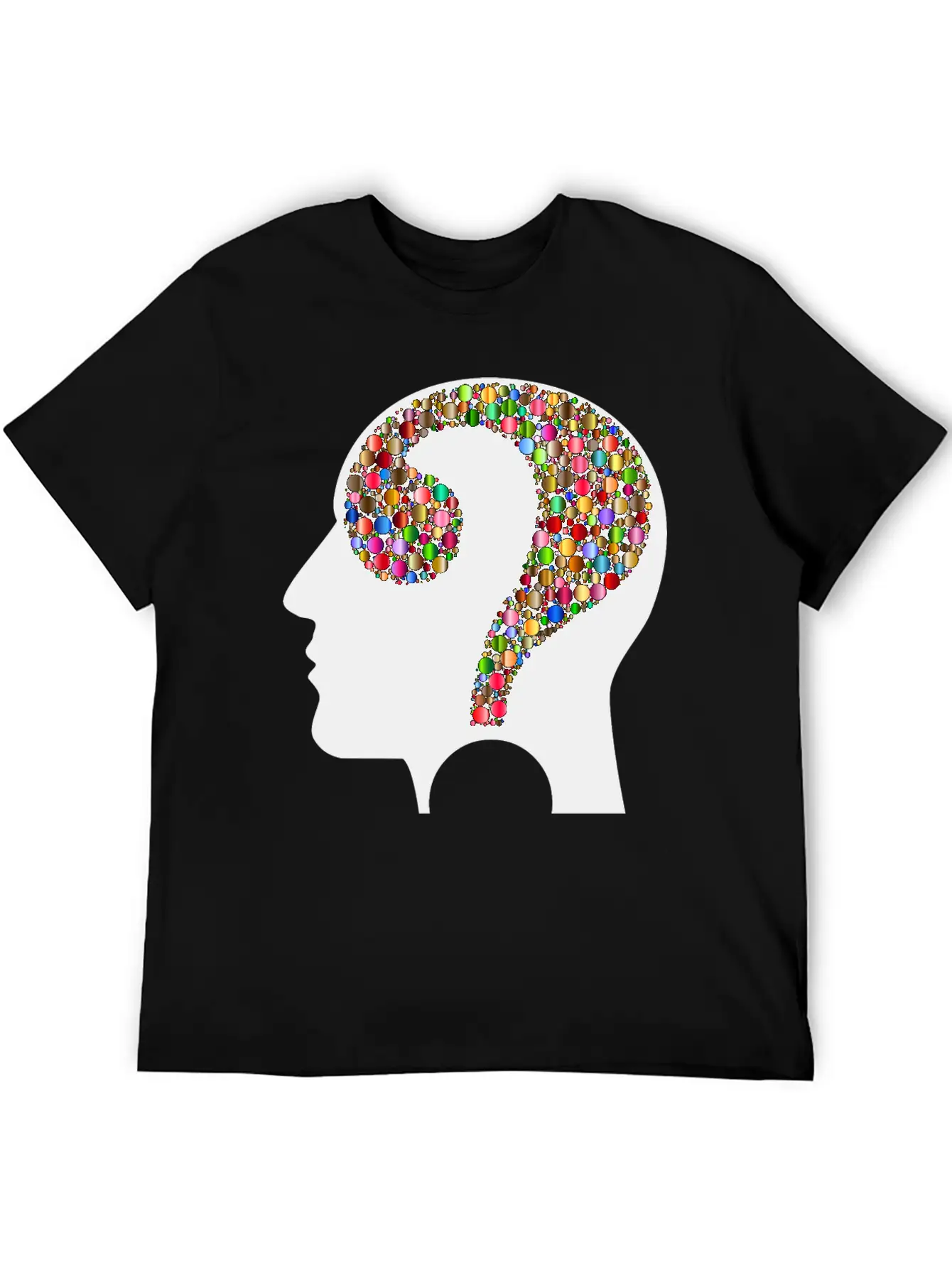 Colorful Question Head Circles 7 Modern Fit Casual T-Shirt – Clean And Versatile Design