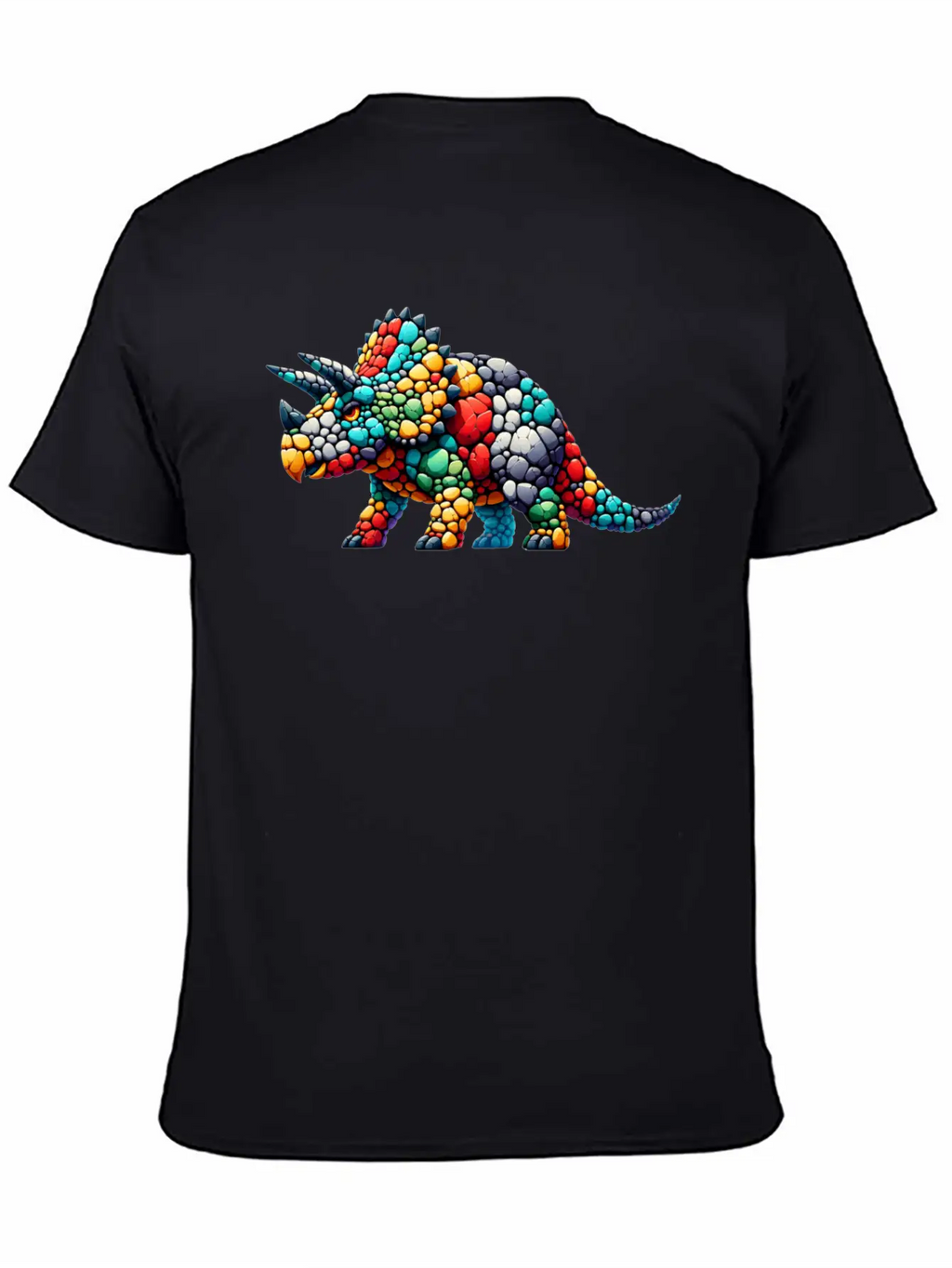 Colorful Rock Triceratops Illustration Stylish Everyday T-Shirt – Unisex Basic Cotton Tee