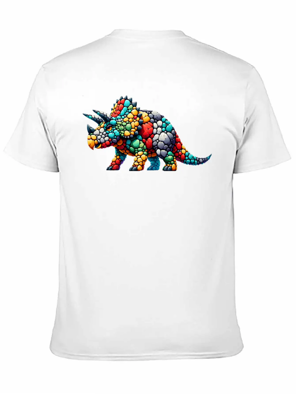 Colorful Rock Triceratops Illustration Stylish Everyday T-Shirt – Unisex Basic Cotton Tee