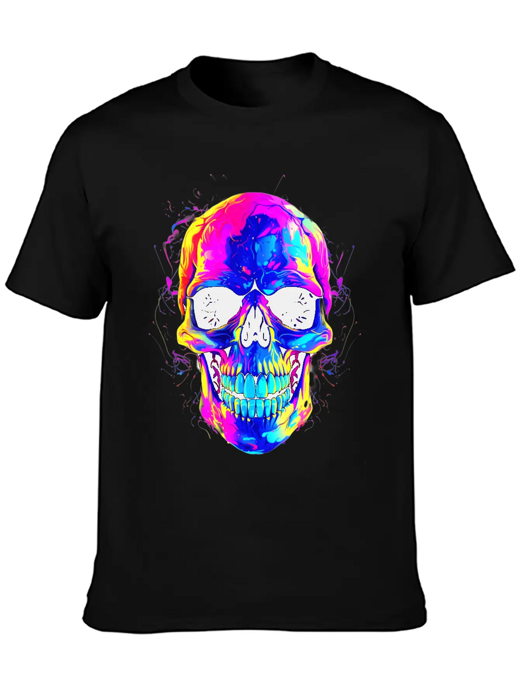 Colorful Skull: Dark And Alternative Colorful Skul Stylish Everyday T-Shirt – Unisex Basic Cotton Tee